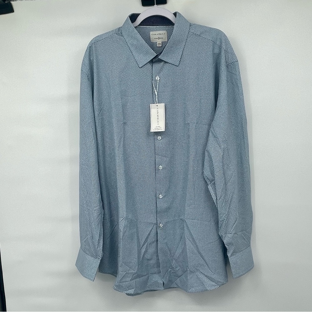 Con.struct NWT nordstrom light blue diamond print long sleeve button up shirt